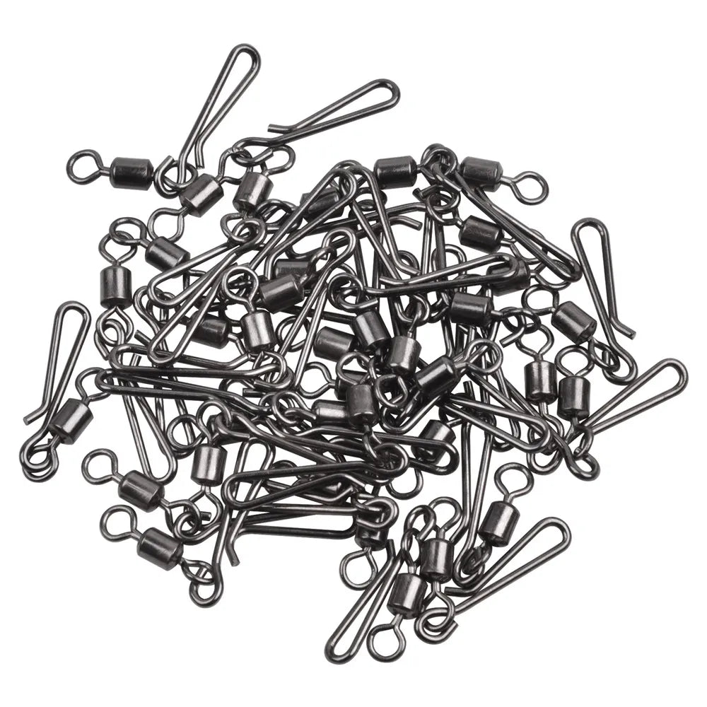 30Pcs swivels and snap for fishing hook swivels connector with Hanging Snap Stainless Steel Fast Clip Fishing Tackle Accessories