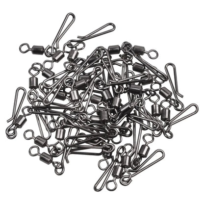 30Pcs swivels and snap for fishing hook swivels connector with Hanging Snap Stainless Steel Fast Clip Fishing Tackle Accessories