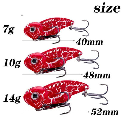 1Pcs Winter VIB Metal Spoon Fishing Lures 7g 10g 14g Jigs Vibrating Baits for Trout and Bass with Treble Hook Fishing Tackle - Wild Frontier Gear LLC