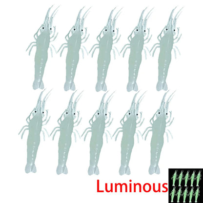 10pcs Wobbler Goods For Fishing Lure Prawn Tackle Artificial Bait Luminous Soft Silicone Carp Trout Winter No Hook Swimbait 4cm