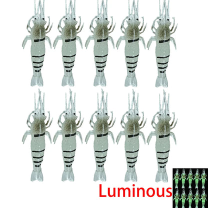 10pcs Wobbler Goods For Fishing Lure Prawn Tackle Artificial Bait Luminous Soft Silicone Carp Trout Winter No Hook Swimbait 4cm