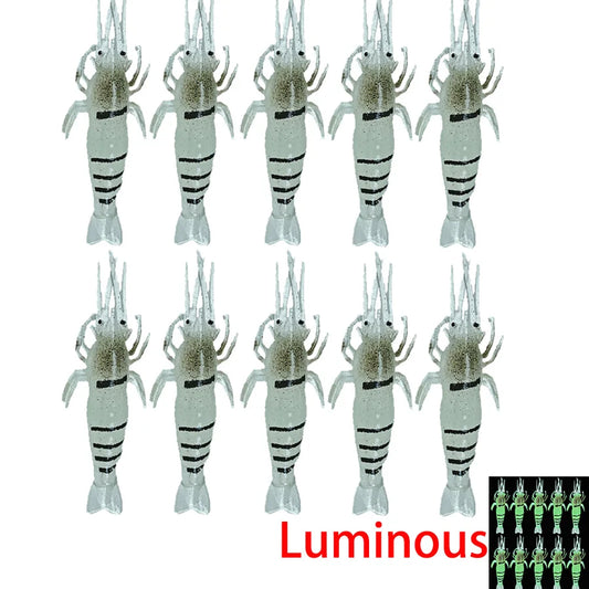 10pcs Wobbler Goods For Fishing Lure Prawn Tackle Artificial Bait Luminous Soft Silicone Carp Trout Winter No Hook Swimbait 4cm