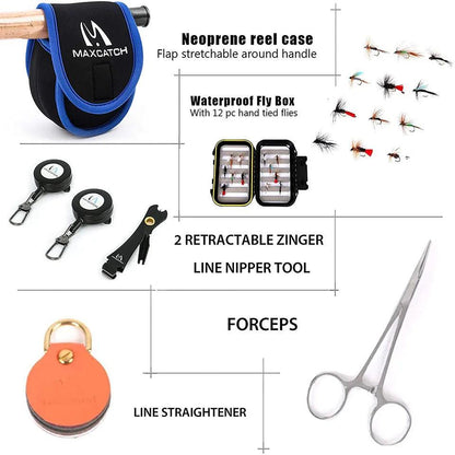 Maximumcatch 8-9FT 3-8WT Extreme Fly rod with Tino Die-casting Aluminum Fly Reel & Line&Tackle Box Fly Fishing Outfit - Wild Frontier Gear LLC