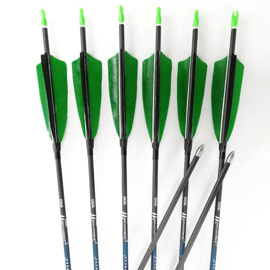 Archery Spine 500 600 700 800 900 1000 Carbon Arrows ID4.2mm Turkey Feather Recurve Bow Longbow Hunting 12PCS - Wild Frontier Gear LLC