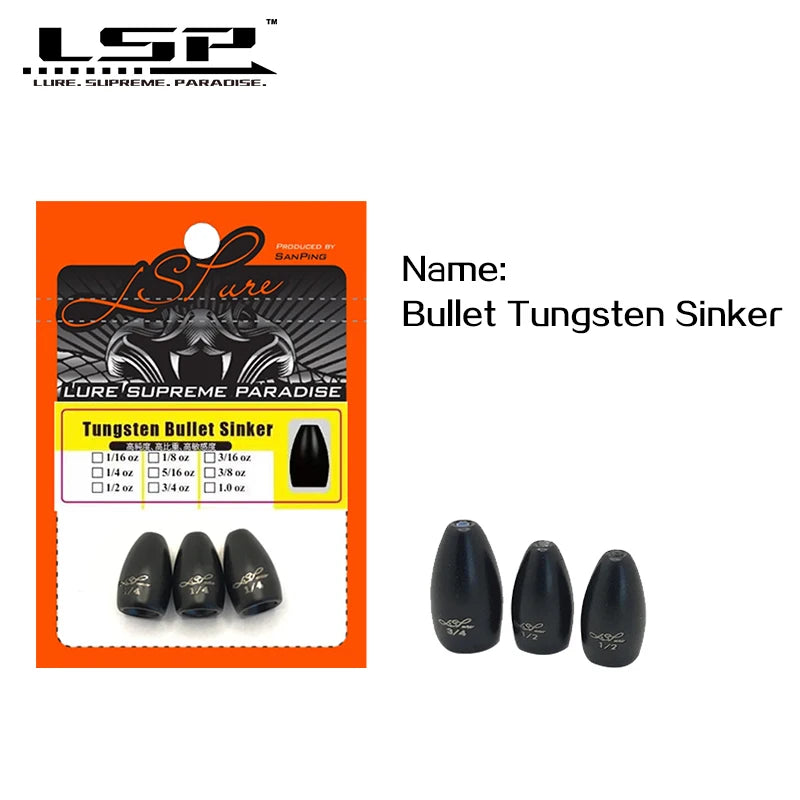 LSP Texas Rig Tungsten Sinker 1/16 - 1 Oz Bullet Bass Fishing Weight 1.8-28g Lure Accessories Fishing Goods For Winter Fishing Wild Frontier Gear LLC