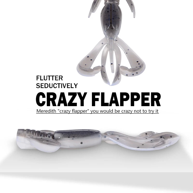 MEREDITH Fishing Lures Crazy Flapper 90mm/6.1g 10pc/Lot Craws Soft Lures Fishing Soft Bait Shrimp Bass Bait Peche Gear Wild Frontier Gear LLC