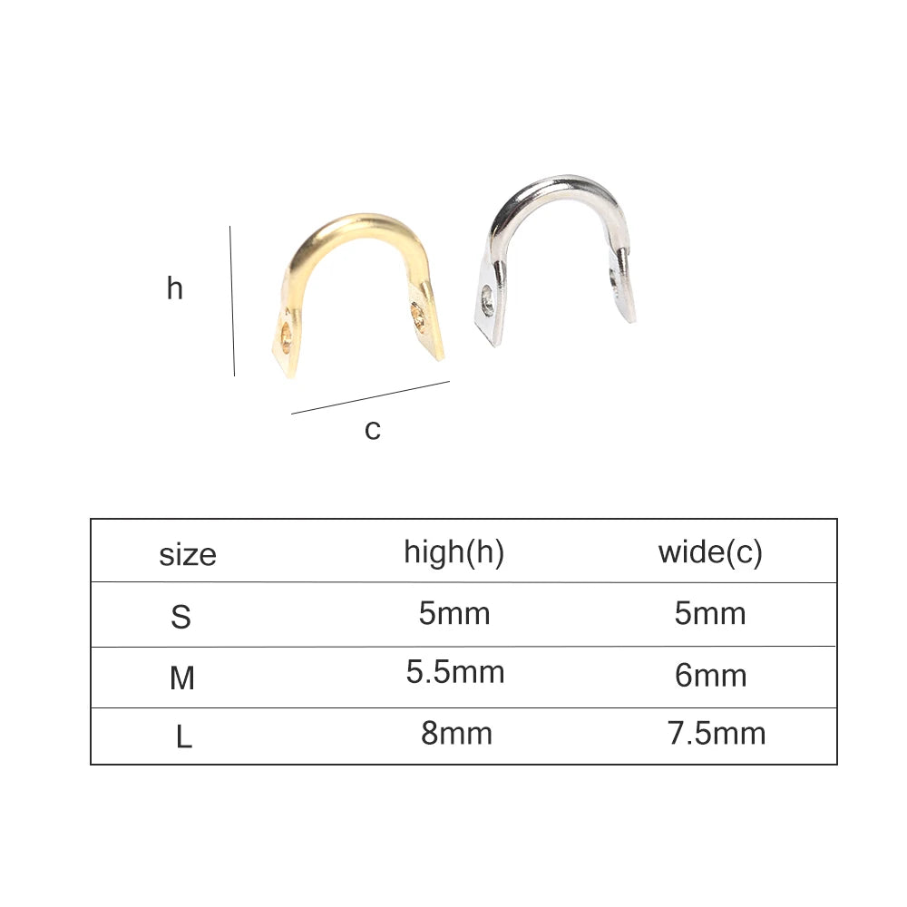 50PCS/Lot Folded U-Shaped Clip Clevises Easy-Spin Solid Brass Fishing Lures Artificial Bait Spinner Outdoor Fishing Accessories