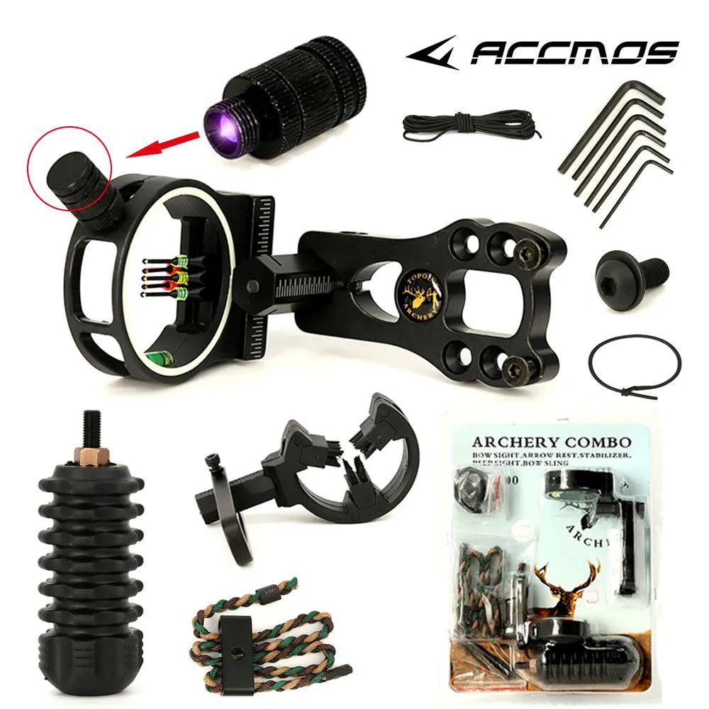 Topoint TP1000 Archery Upgrade Combo Bow Sight Kits Arrow Rest Stabilizer for hunting Recurve/Compound Bow Accessories - Wild Frontier Gear LLC