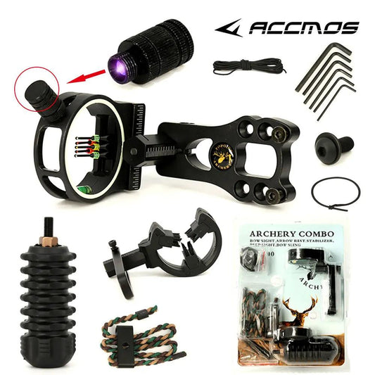 Topoint TP1000 Archery Upgrade Combo Bow Sight Kits Arrow Rest Stabilizer for hunting Recurve/Compound Bow Accessories - Wild Frontier Gear LLC