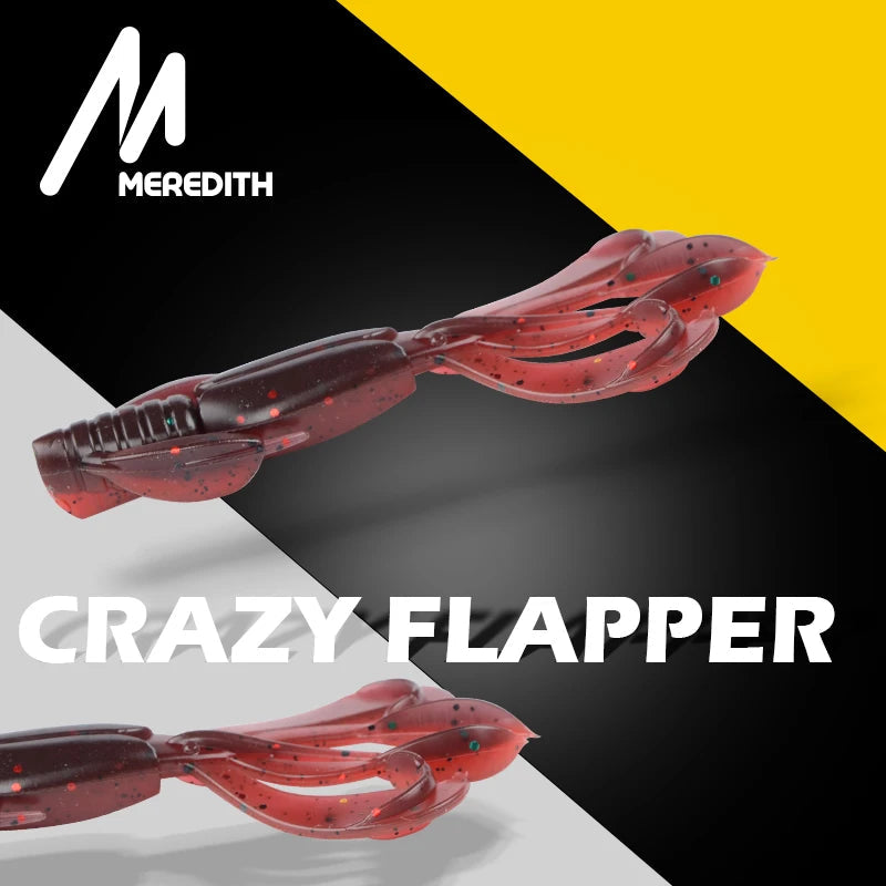 MEREDITH Fishing Lures Crazy Flapper 90mm/6.1g 10pc/Lot Craws Soft Lures Fishing Soft Bait Shrimp Bass Bait Peche Gear Wild Frontier Gear LLC