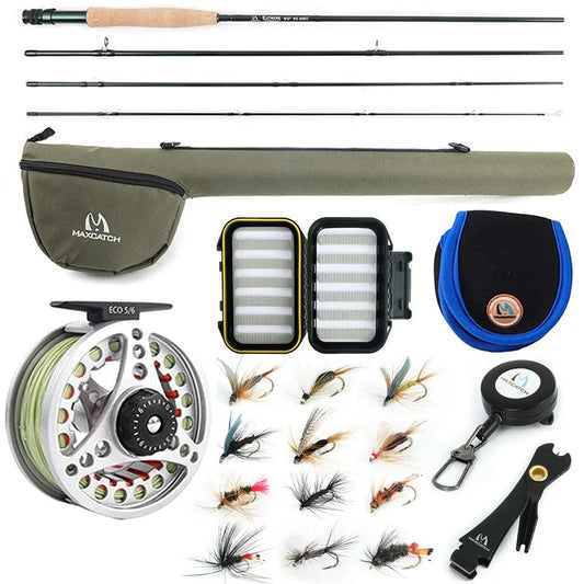Maximumcatch Extreme 8/9FT 3-8WT Medium-fast Carbon Fiber Fly Rod with Graphite Reel & Fly Line&Tackle Box Triangle Tube - Wild Frontier Gear LLC
