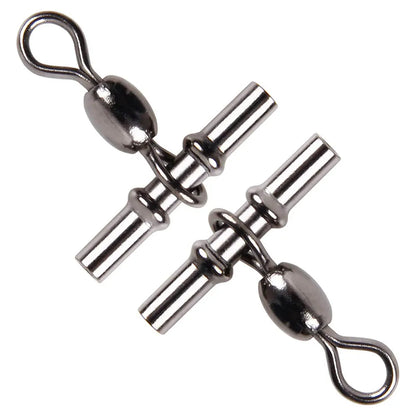 30Pcs Fishing Cross Line 3 Way Swivel Catfish Crane Swivel Carp Fishing Line Connector Jig rig T-Shape Crimping Sleeve Tackle