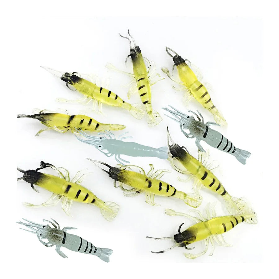 10pcs Wobbler Goods For Fishing Lure Prawn Tackle Artificial Bait Luminous Soft Silicone Carp Trout Winter No Hook Swimbait 4cm