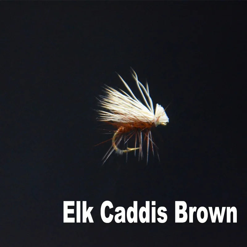 6pcs 14# Brown/Tan Elk Hair Caddis fly fishing dry flies 2styles adult caddisflies/stoneflies lures striking steelhead grayling - Wild Frontier Gear LLC