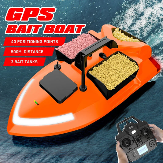 MBLN Brand ,40GPS ,RC Fishing Bait Boat,2KG Loading ,500M ,Night Light ,Cruise/Return/Route Correction，One-click return
