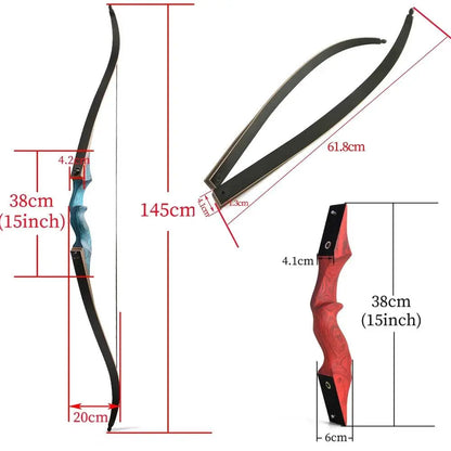 MUCX Black Hunter Traditional Takedown Recurve Bow - Adjustable 20-60lbs for Right/Left Hand Shooting and Hunting - Wild Frontier Gear LLC