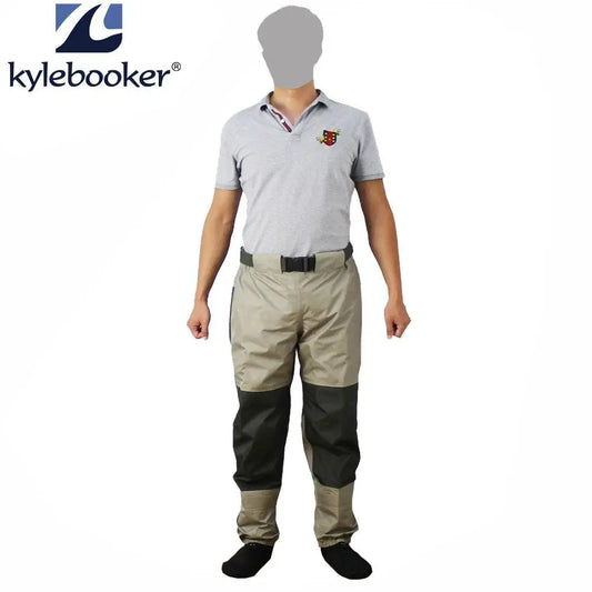 Men's Breathable Waterproof Fly Fishing Waist Waders with Reinforced Knees and Internal Pocket - Wild Frontier Gear LLC