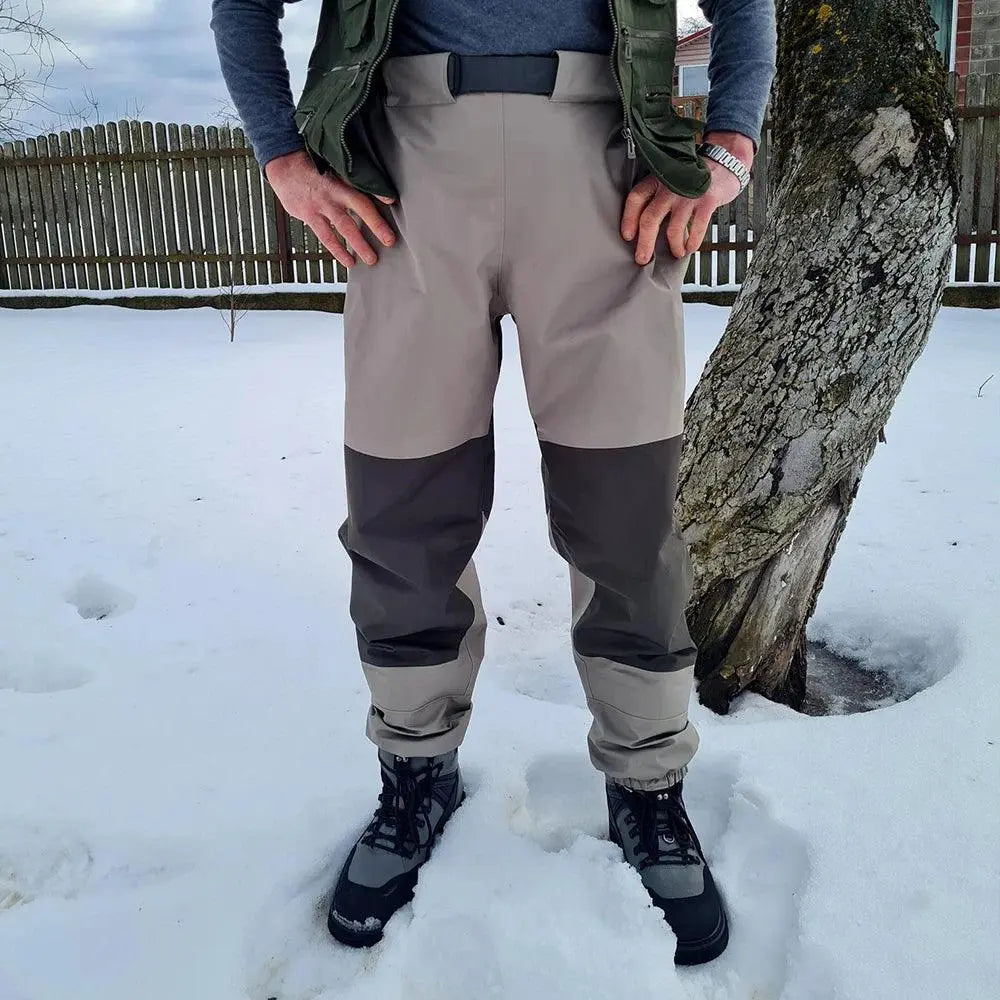 Men's Breathable Waterproof Fly Fishing Waist Waders with Reinforced Knees and Internal Pocket - Wild Frontier Gear LLC