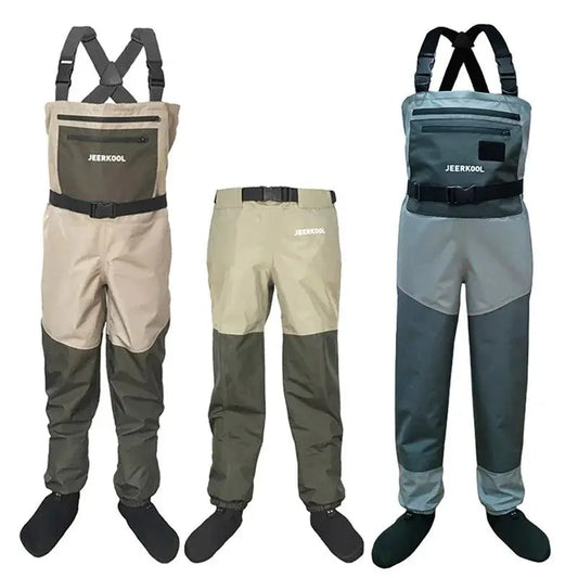 Men's and Women's Waterproof Fishing Waders with Neoprene Socks - 5 or 3 Layers Wading Pants for Hunting and Fishing - Wild Frontier Gear LLC