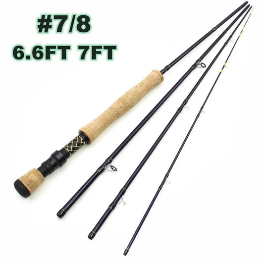 NEW 2.1M Carbon 4 Sections Fly Fishing Rod LW 7/8 Fast Action Freshwater Fly Rods for Trout Salmon Fishing Portable Sea Pole - Wild Frontier Gear LLC