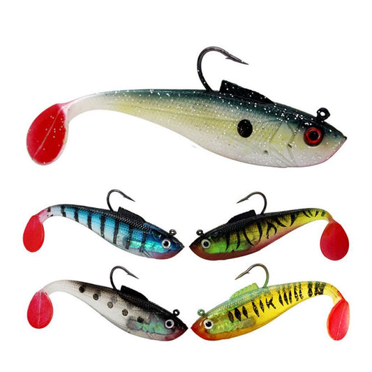 Lure Lead Plating Fish with Hook Soft Bait Fish-Shaped Bionic Artificial Bait Anti-Hook Bottom T Tail Simulation Bait