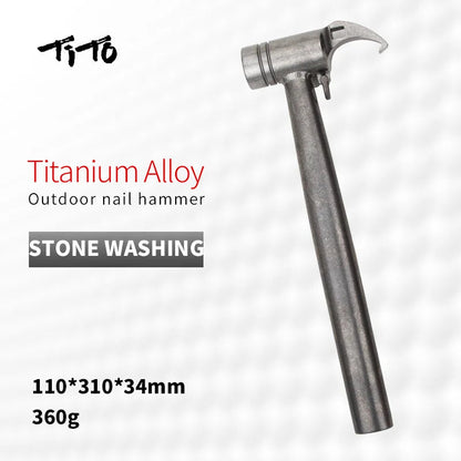 TiTo Camping Tool Hammer Rainbow Color Titanium Alloy Outdoor Tent Pegs Stake Mallet with Stake Puller Mountaineering Hiking Wild Frontier Gear LLC