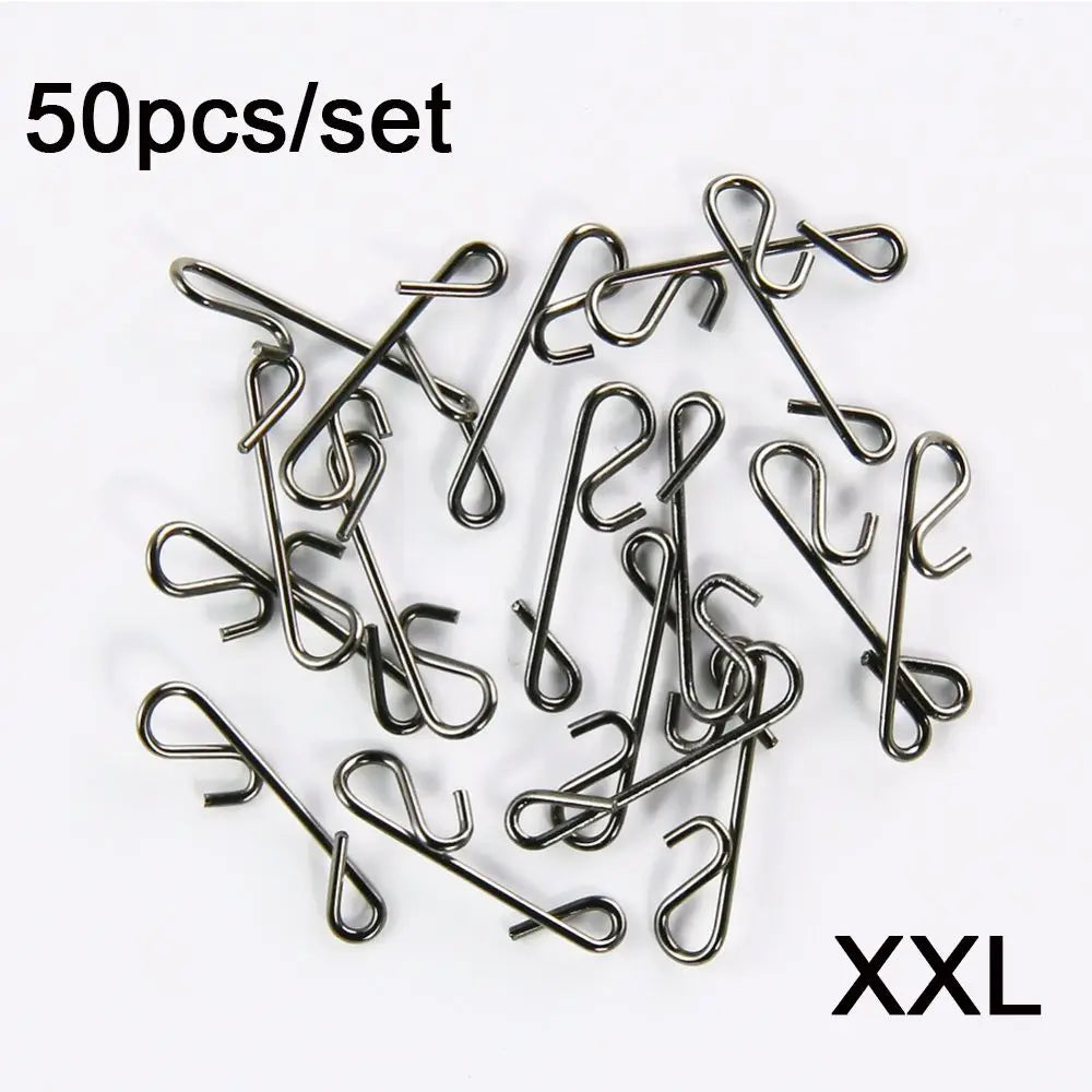 50 pcs Minfishing Fishing Snap Stainless Steel Knotless Connectors Fishing Line Wire Connector Fishing Pin for Carp Fishing