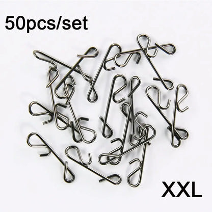 50 pcs Minfishing Fishing Snap Stainless Steel Knotless Connectors Fishing Line Wire Connector Fishing Pin for Carp Fishing
