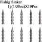 10pcs/lot Fishing Insert Weight 0.5g 1g 1.5g 2g 3.2g 4g Weight Sinker Fishing Soft Bait Fishing Accessories Wild Frontier Gear LLC