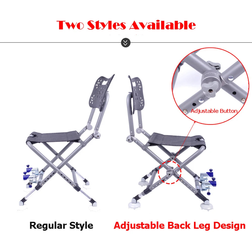 Folding Camping Chair Stool Portable Fishing Chair 180 Degree Adjustable Backrest Four-leg Recliner Aluminum Alloy Fish Chair - Wild Frontier Gear LLC