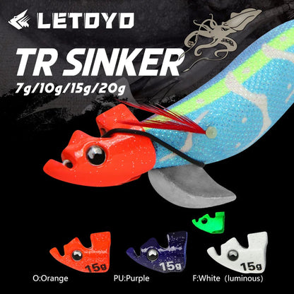 LETOYO 2PCS Luminous EGI for tip run squid lure TR Sinker weight eging for Webfoot Octopus Cuttlefish sea fishing accessories Wild Frontier Gear LLC