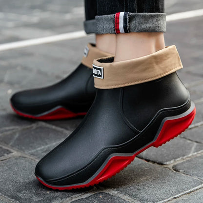 Rain Shoes Ankle Waterproof Shoes Women Rain Boots Men Anti-slip Wear-resistant Plush Fashion Kitchen Work Boots Summer Winter - Wild Frontier Gear LLC