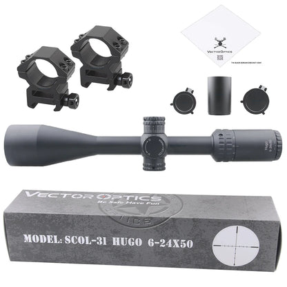 Vector Optics 6-24X50 Sfp Riflescope with Parallax Setting Tactical Sights Hunting Collimator .22Wmr & .308Win 750G Shock Proof