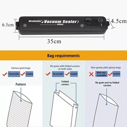 Portable Home 3 IN 1 Vacuum Sealer Machine  Automatic Food Preservation Storage Dry Wet Vaccum Packing with Free 10 Sealing Bags