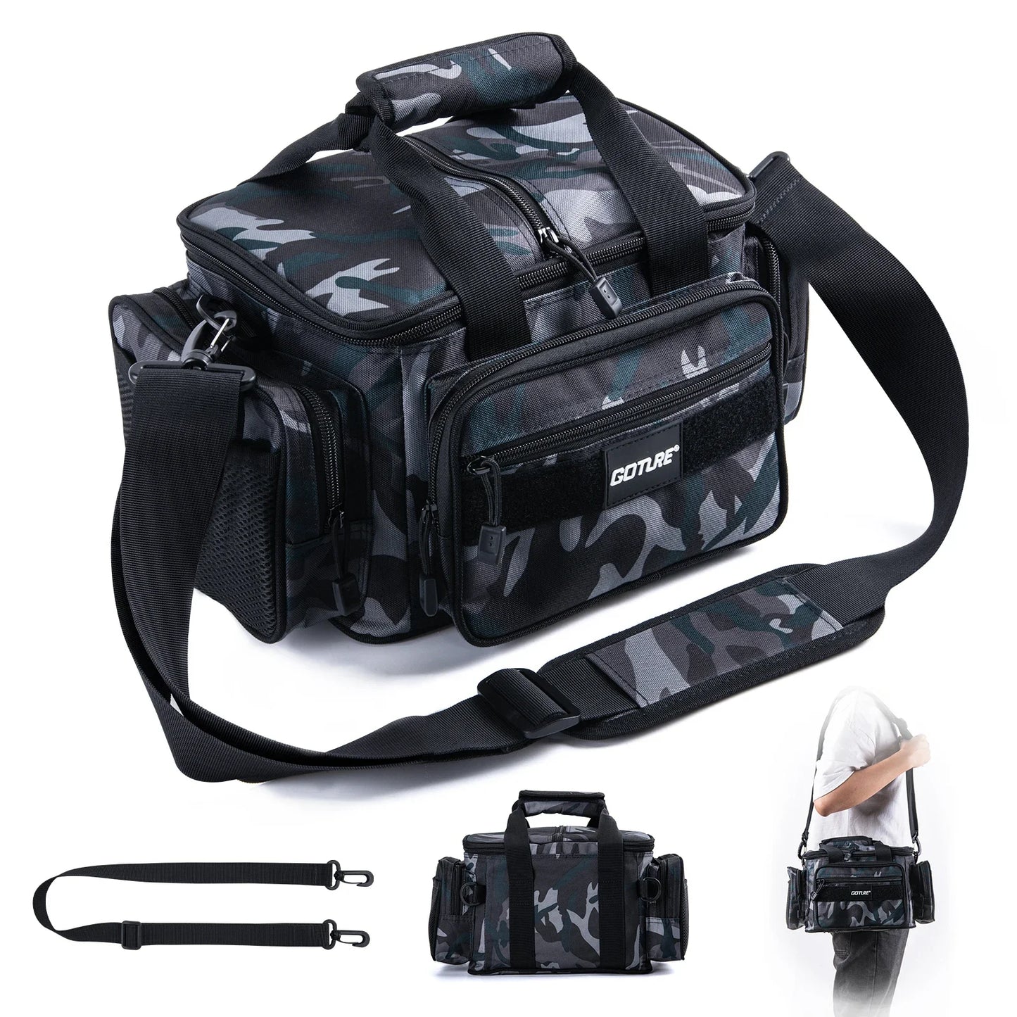 Goture Fishing Tackle Bags 38*23*19cm Shoulder Bag High capacity 600D Oxford cloth Outdoor Cycling Backpack Camping Picnic Bag