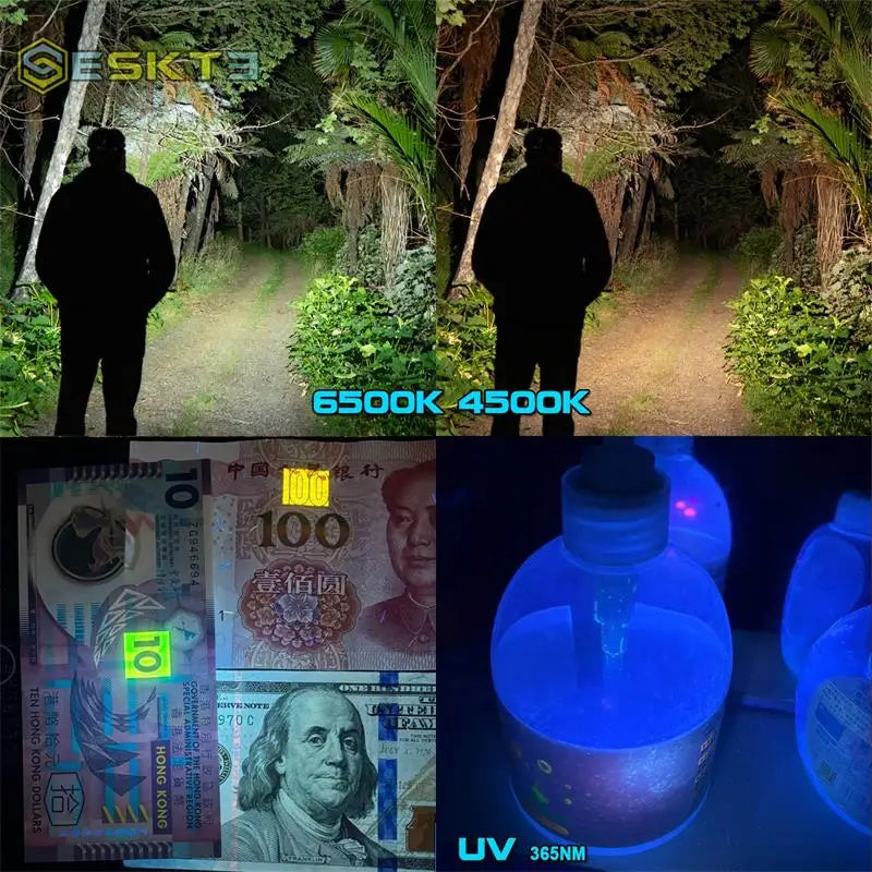 Skilhunt ESKTE EC200S-UV 2100 lumens White and UV 365nm beam USB-C Rechargeable Powerful EDC flashligh Wild Frontier Gear LLC