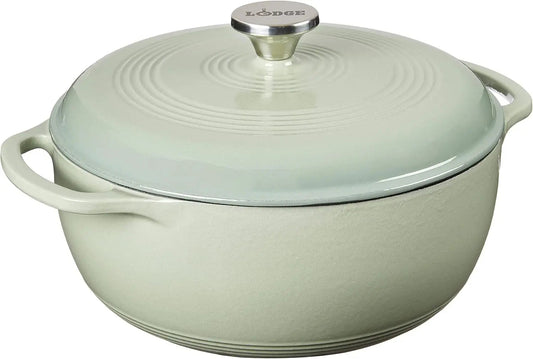 Lodge 6 Quart Enameled Cast Iron Dutch Oven with Lid – Dual Handles – Oven Safe up to 500° F or on Stovetop - Use to Marinate, C Wild Frontier Gear LLC