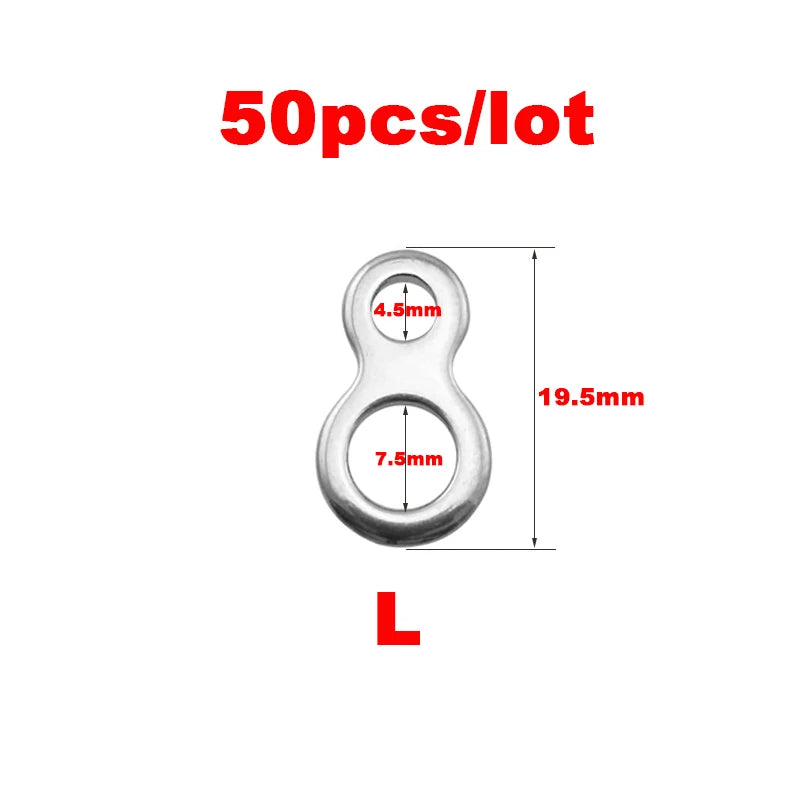 10-50Pcs Stainless Steel Fishing Solid Ring Sea Fishing Lures Connectors Jigging Ring Swivels Fishing Snap Accessory Tackle Tool