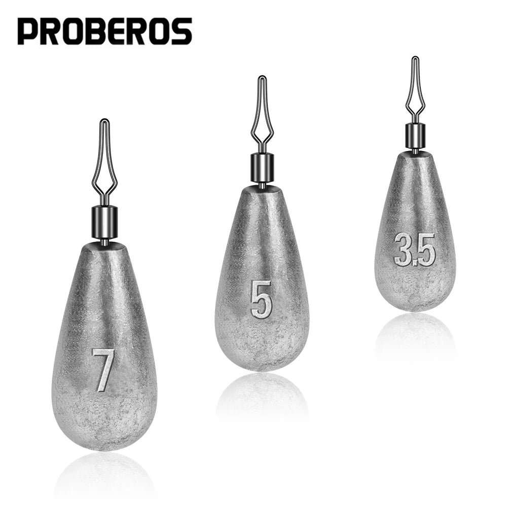 PROBEROS 10pcs/box Drop Shape Fishing Sinker 3.5g-5g-7g-10g-14g-20g Drop Shot Weights & Pencil Sinkers Tackle Wholesale Wild Frontier Gear LLC