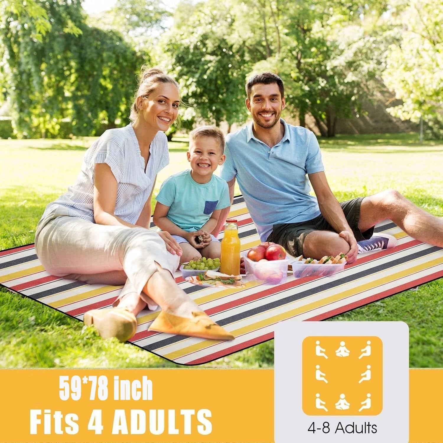 Picnic Blanket Waterproof, Beach Portable with Carry Strap Outdoor Camping Party, Large Foldable Sand Proof for Wet Grass Hiking Wild Frontier Gear LLC