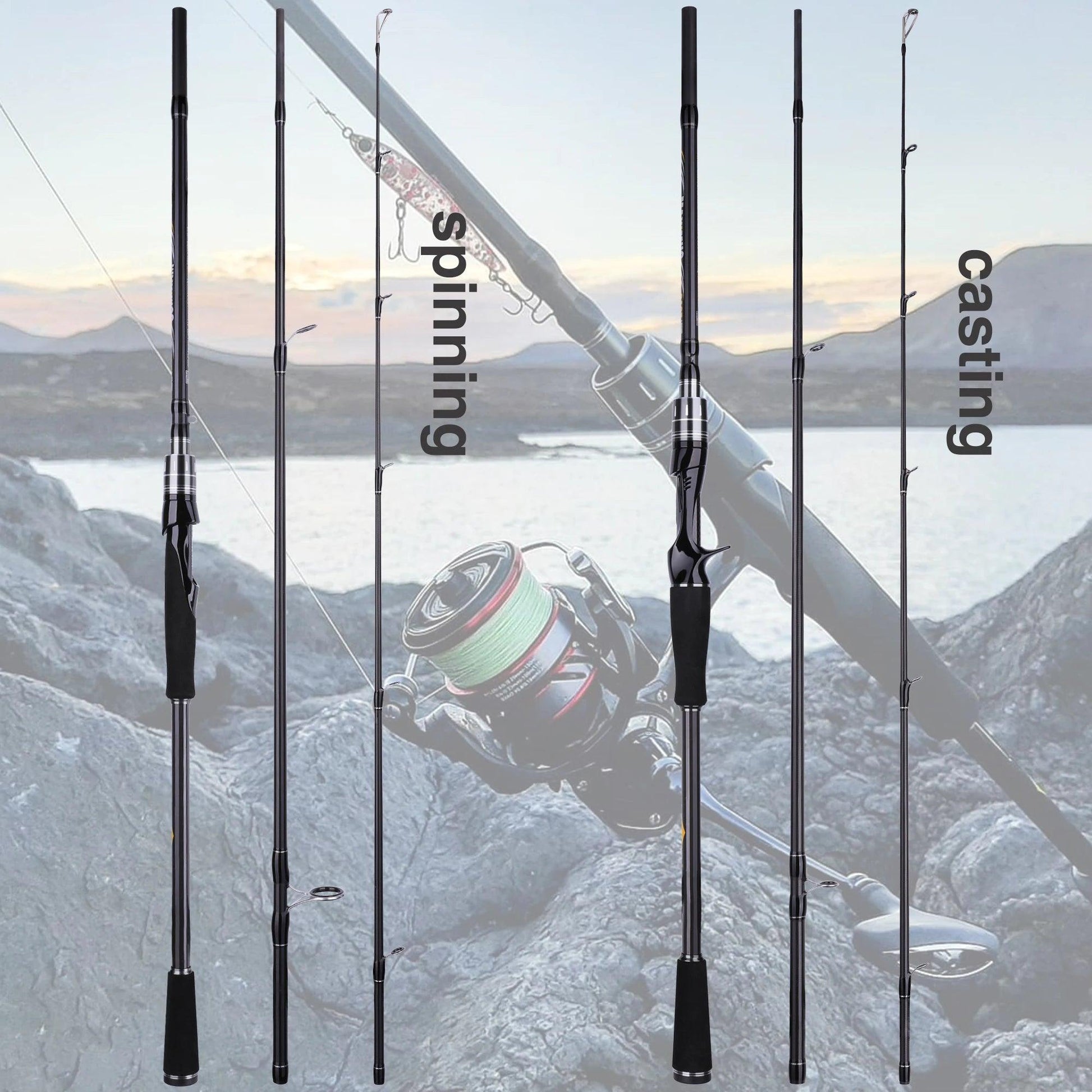 BUDEFO MAXIMUS Lure Fishing Rod 1.8m 2.1m 2.4m 2.7m 3.0m30T Carbon Spinning Baitcasting FUJI Guide Travel Lure Rod 3-50g UL/M/MH - Wild Frontier Gear LLC