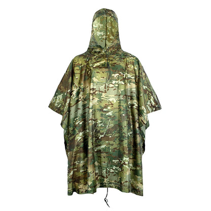 Outdoor Military Poncho 210T+PU Army War Tactical Raincoat Hunting Ghillie Suit Birdwatching Umbrella Rain Gear Home accessories
