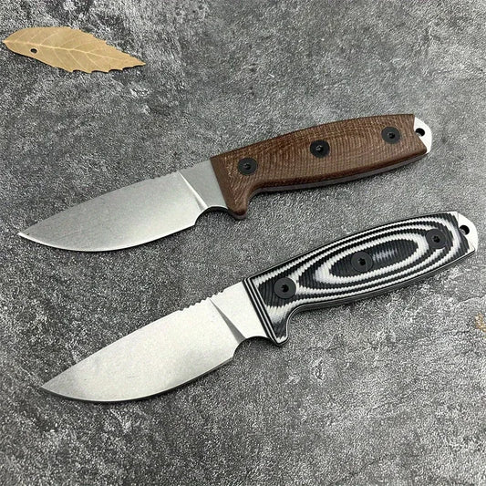 Straight Knife Blade S35VN Steel with A Stone-washed Edge G10 Outdoor Camping Hunting Hiking Survival Portable Multitools Knives