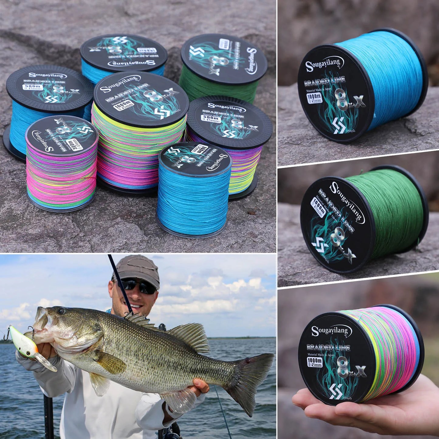 Sougayilang New 9 Strands PE Fishing Line Raid Fishing Line 300M 500M 1000M Multifilament Fishing Wire Carp Fishing Line Tool