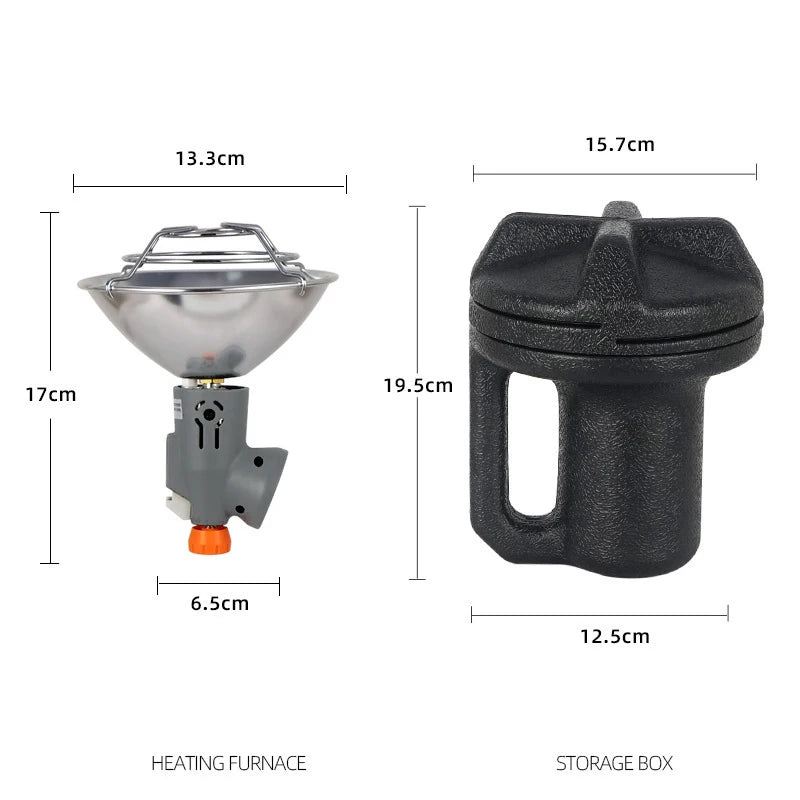 Outdoor Portable Mini Heater Winter Camping fishing tent Stove Gas Burner Heating Survival Equipment Windproof Stainless Steel Wild Frontier Gear LLC