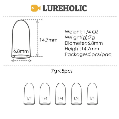 Lureholic Texas  Tungsten Sinkers Flipping Worm 1/16-2 OZ Bullet Weights Columnar 3.5-56g Bass Fishing Lures Accessories Wild Frontier Gear LLC