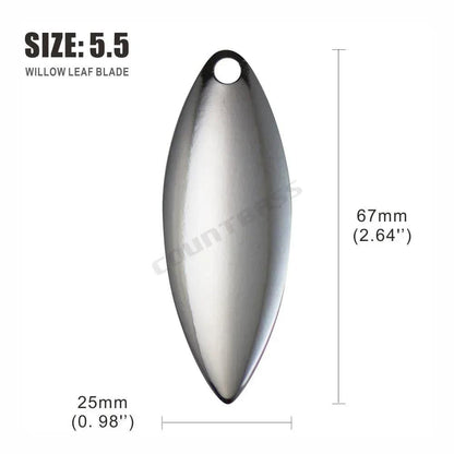 Countbass 50pcs Nickel-Plated Steel Willow Spinner Blades for DIY Fishing Lures - Smooth Finish, Perfect for Tackle Craft - Wild Frontier Gear LLC