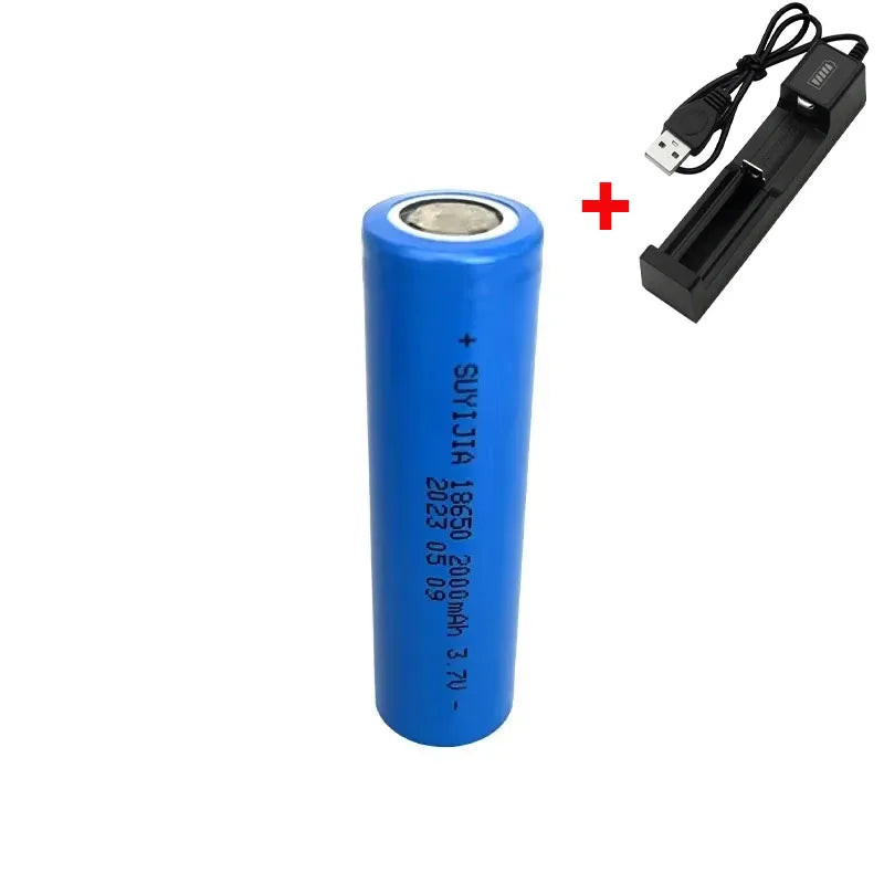 2000mah 18650 Rechargeable Battery with Charger 3.7V Li-ion Batteries for Electric Pointer Doorbell Flashlight Lithium Battery Wild Frontier Gear LLC