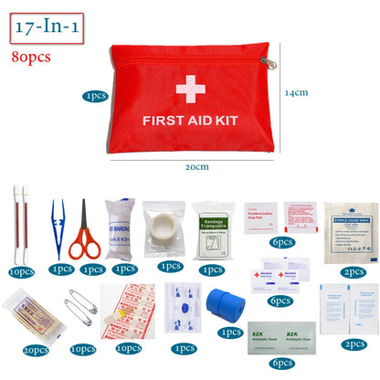40/50/80pcs Full Kits Portable Mini Outdoor Waterproof First Aid Kit For Emergency Medical Treatment Car Travel Hiking Camping Wild Frontier Gear LLC