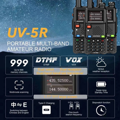 BAOFENG Radio 5RM 10W Ham Radio Long Range Handheld (Upgrade of UV-5R) BFUV-5RH Two Way Radio NOAA Weather Receiver Rechargeable